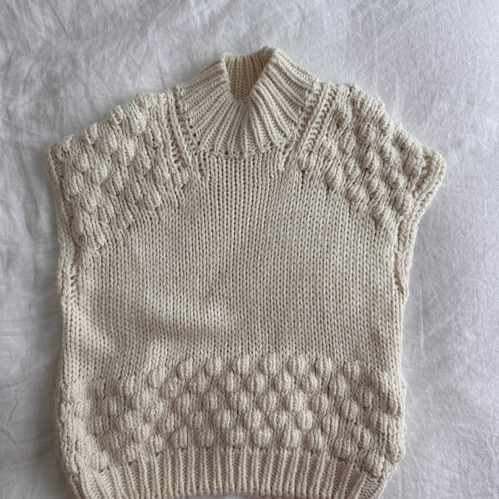 English Factory Cream Textured Knit Sweater Vest